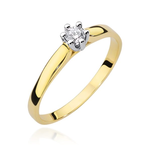 Pierścionek z diamentem 0,15 ct W0222 – żółte złoto próby 585