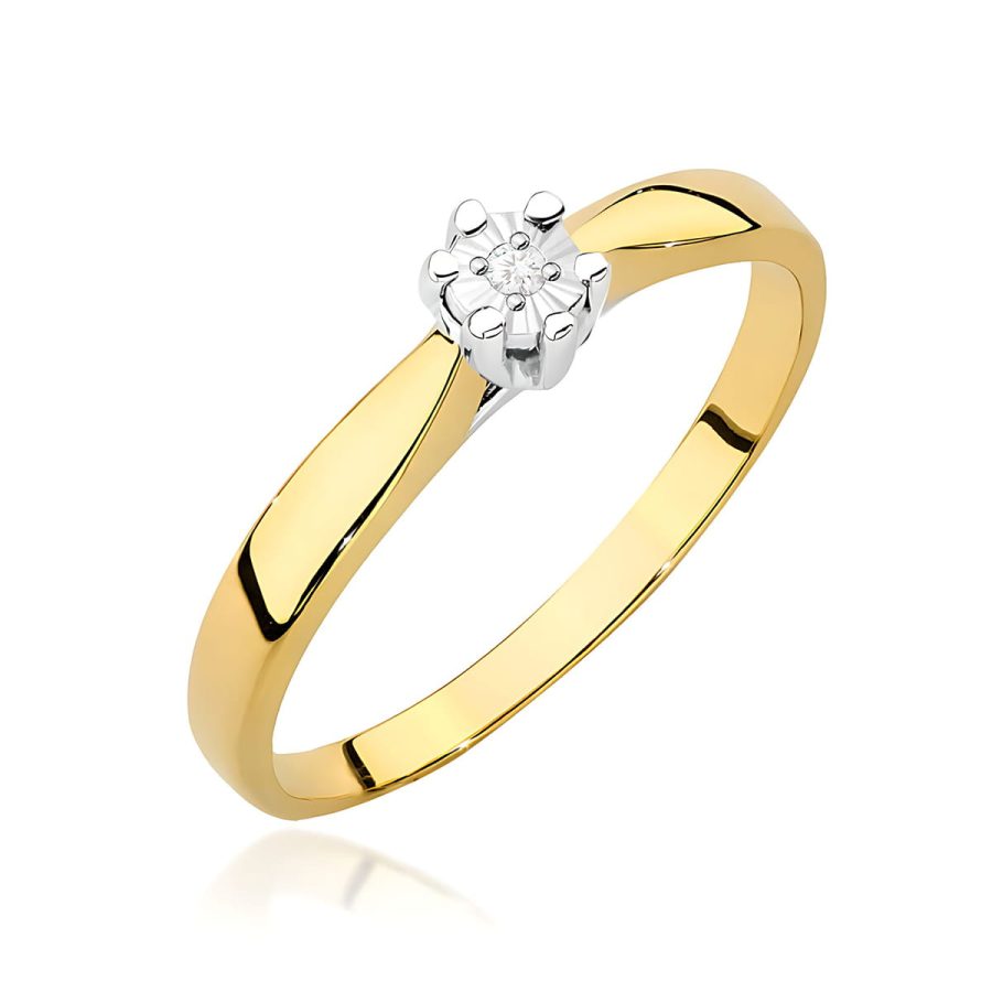 Pierścionek z diamentem 0,01 ct W0222T – żółte złoto próby 585 · W222T
