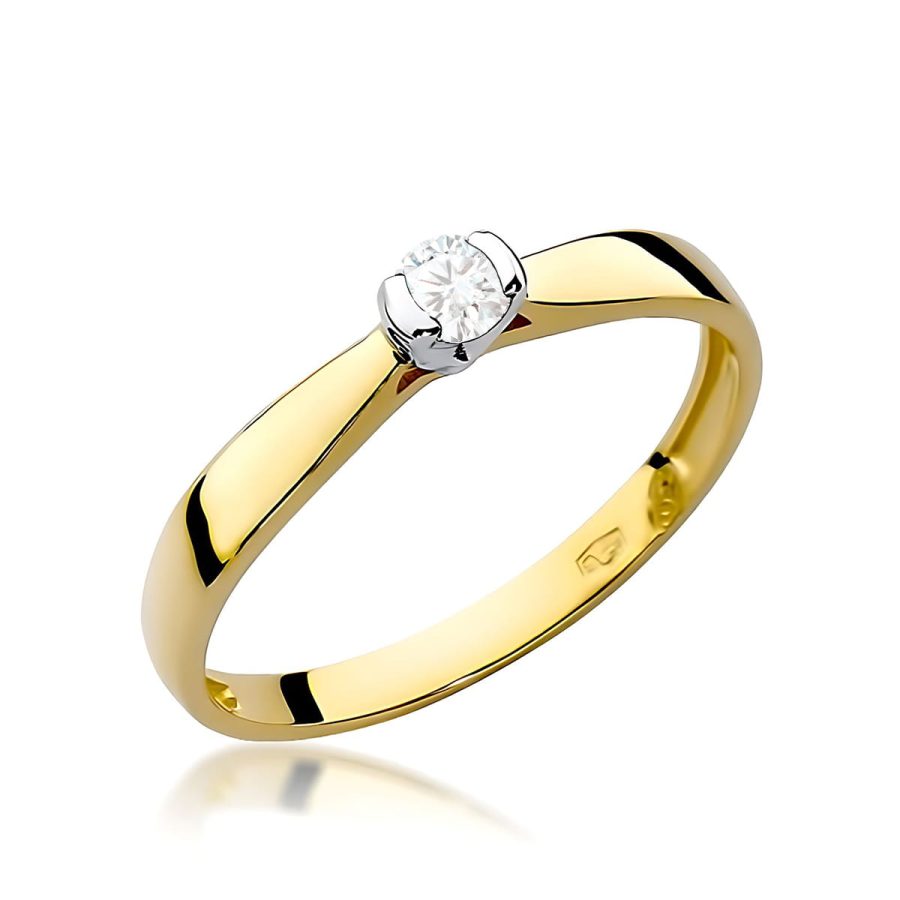 Pierścionek z diamentem 0,08 ct W0223 – żółte złoto próby 585 · W223