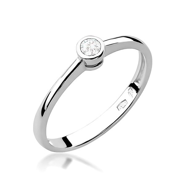 Pierścionek z diamentem 0,08 ct W0224 – białe złoto próby 585