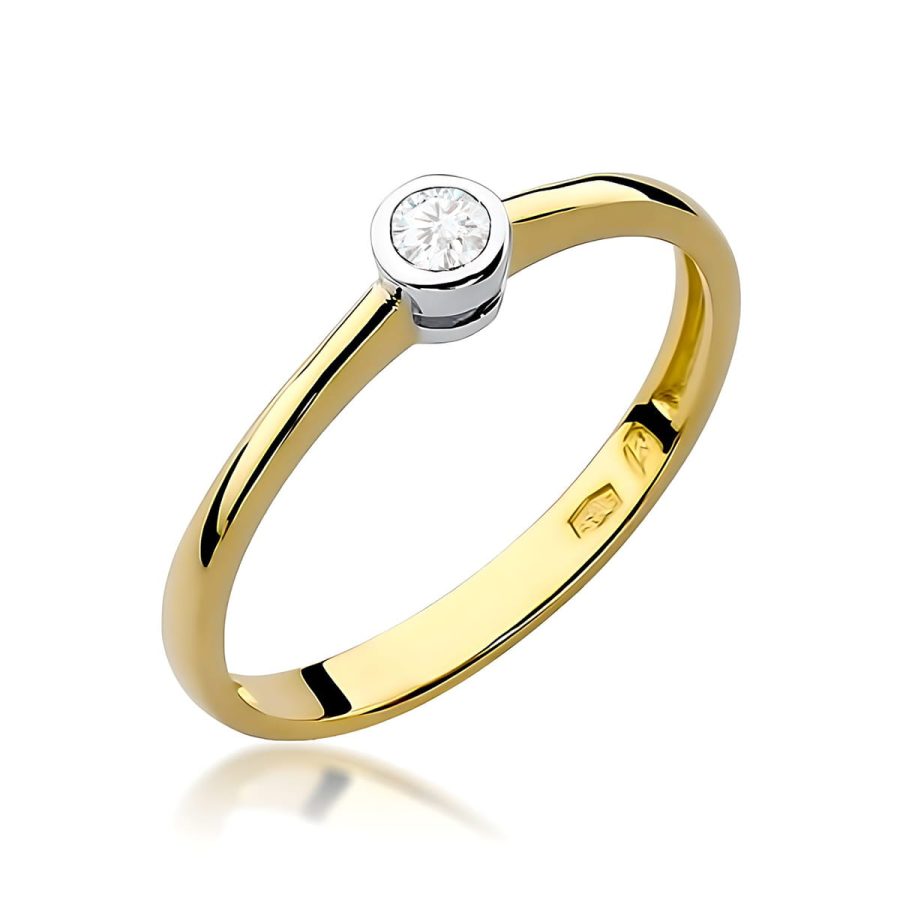 Pierścionek z diamentem 0,08 ct W0224 – żółte złoto próby 585 · W224