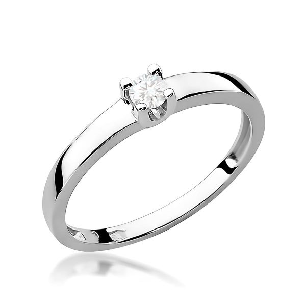 Pierścionek z diamentem 0,08 ct W0225 – białe złoto próby 585