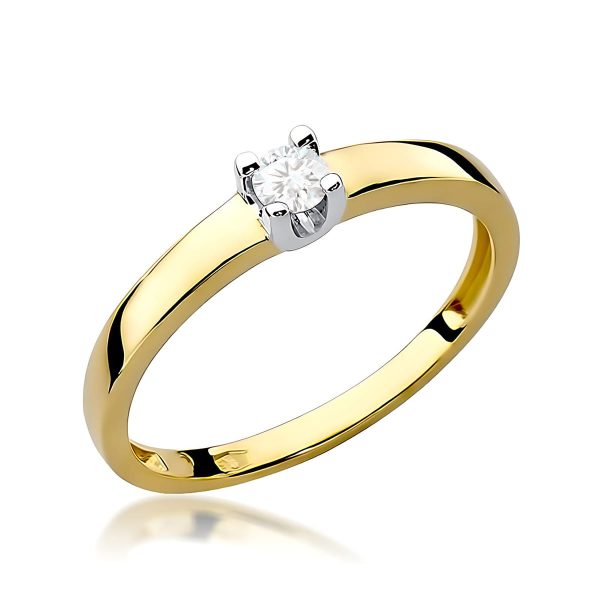 Pierścionek z diamentem 0,10 ct W0225 – żółte złoto próby 585