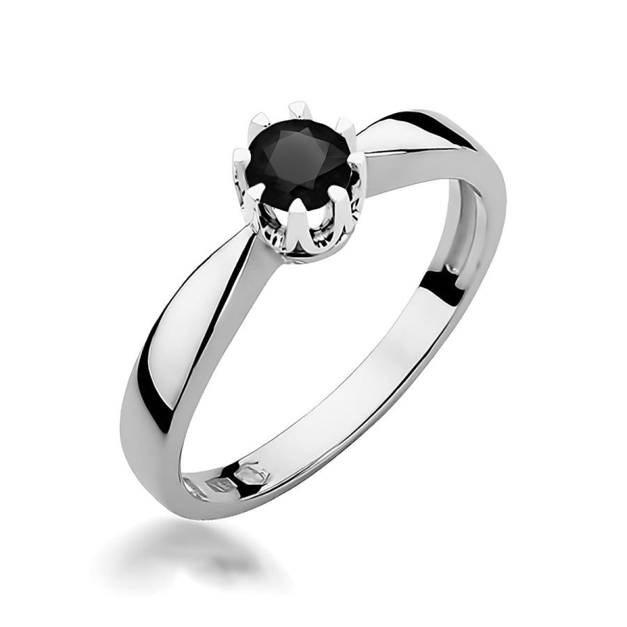 Ring with black diamond 0,30 ct in white gold 585