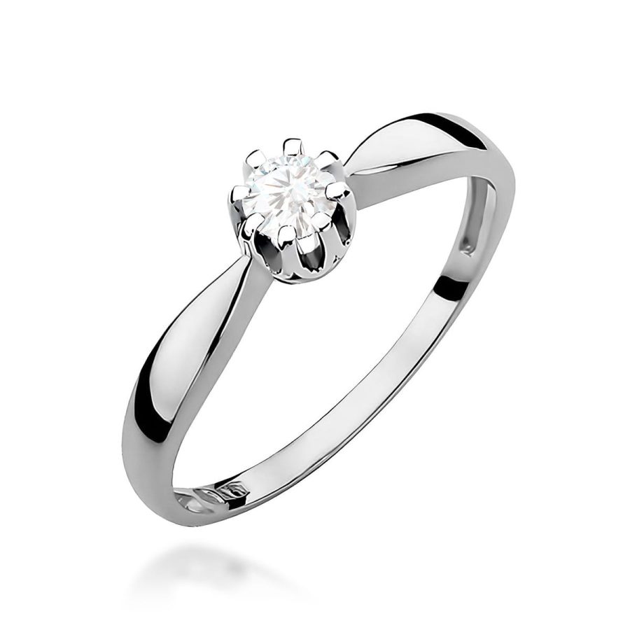 Ring with round diamond 0,20 ct in white gold 585