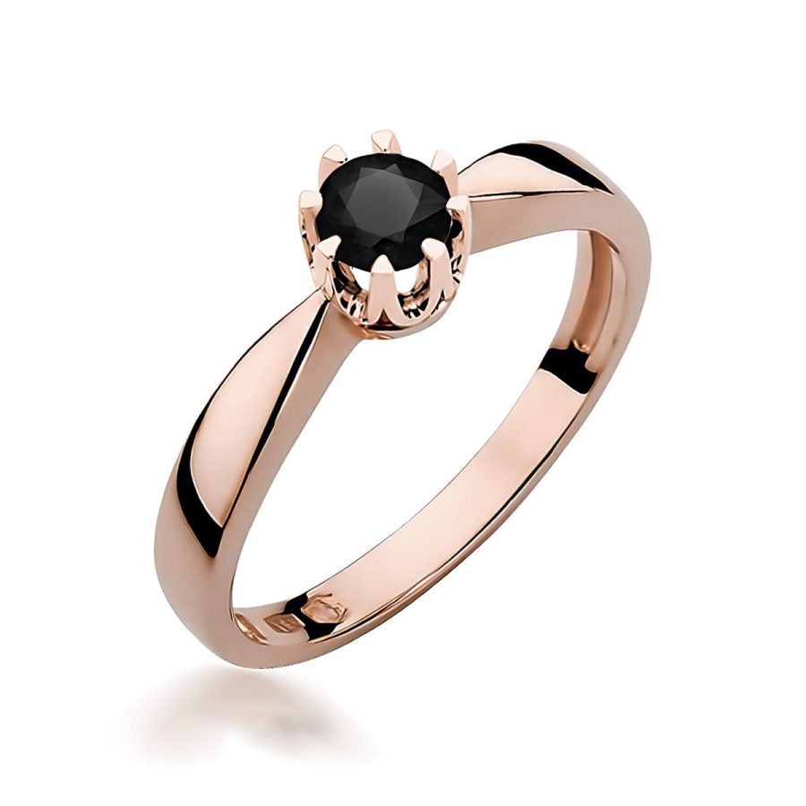 Ring with black diamond 0,30 ct – rose gold 585