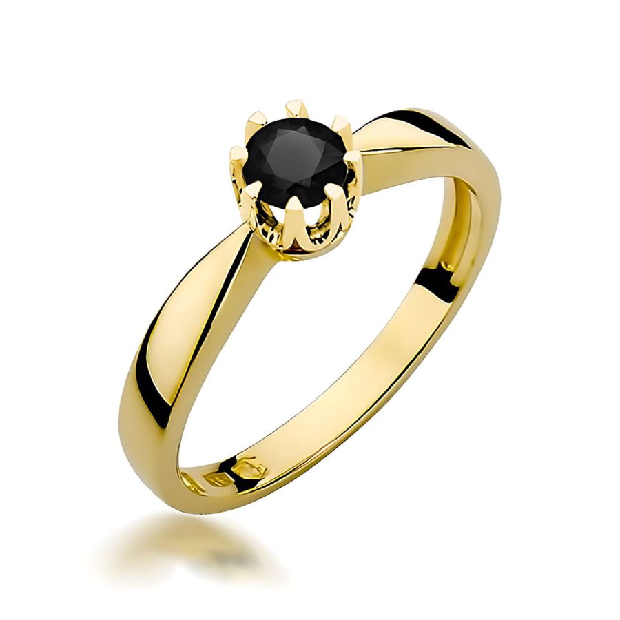 Ring with black diamond in yellow gold