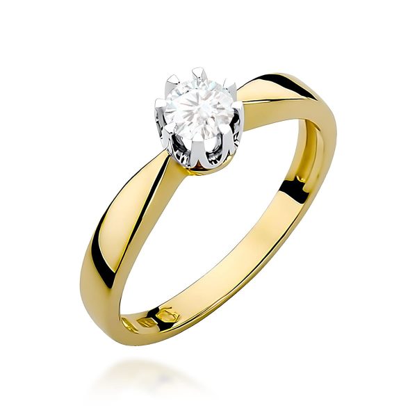 Pierścionek z diamentem 0,25 ct W0228 – żółte złoto próby 585