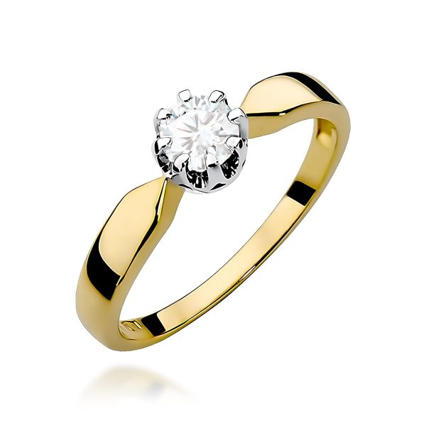 Pierścionek z diamentem 0,40 ct W0228 – żółte złoto próby 585