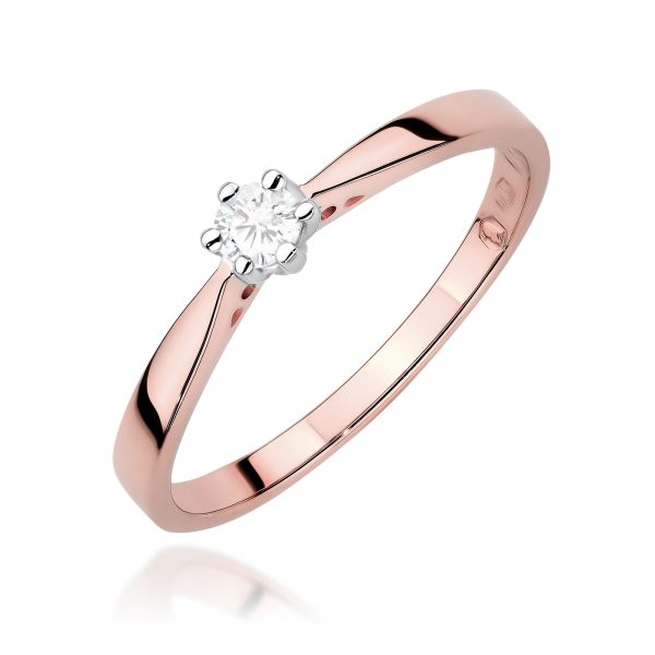 Pierścionek z diamentem 0,10 ct W0229 – różowe złoto próby 585