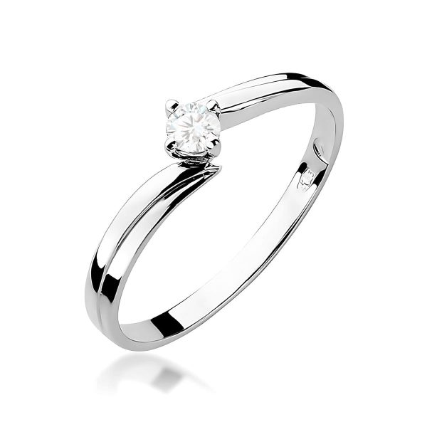 Pierścionek z diamentem 0,10 ct W0231 – białe złoto próby 585