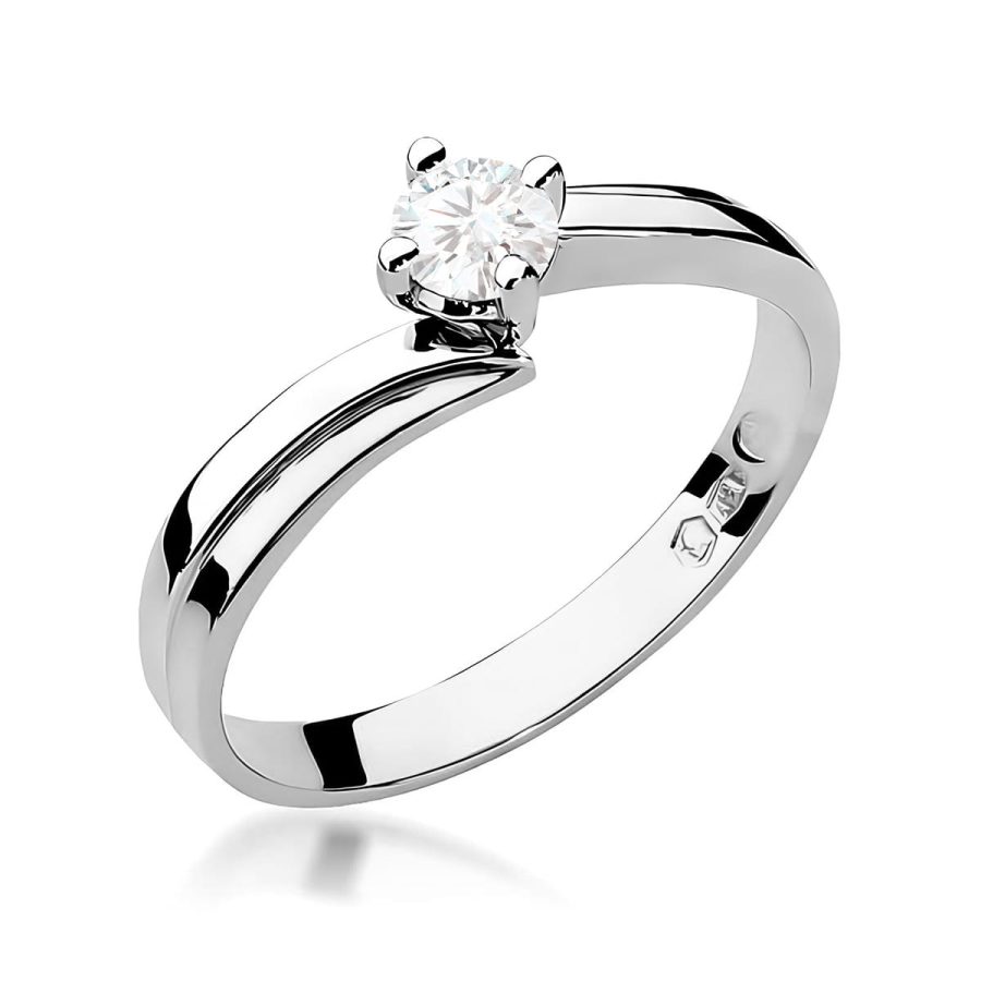 Pierścionek z okrągłym diamentem 0.3 ct w białym złocie · W231B