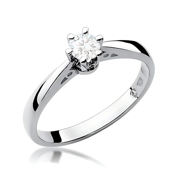 Pierścionek z diamentem 0,25 ct W0234 – białe złoto próby 585