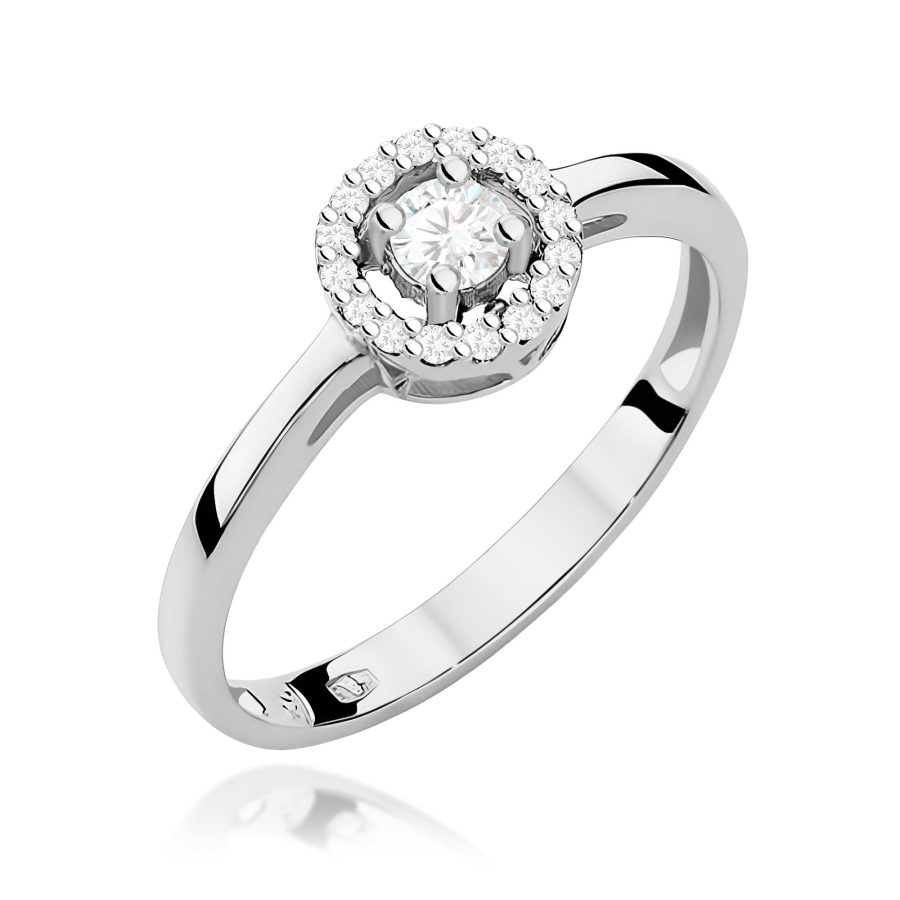 Pierścionek z diamentem 0.2 ct w białym złocie · W238