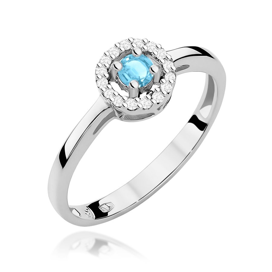 Pierścionek z okrągłym topazem 0,15 ct i diamentem · W238