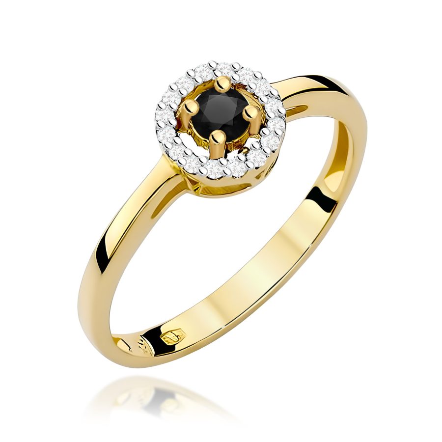 Ring in yellow gold with black diamond
