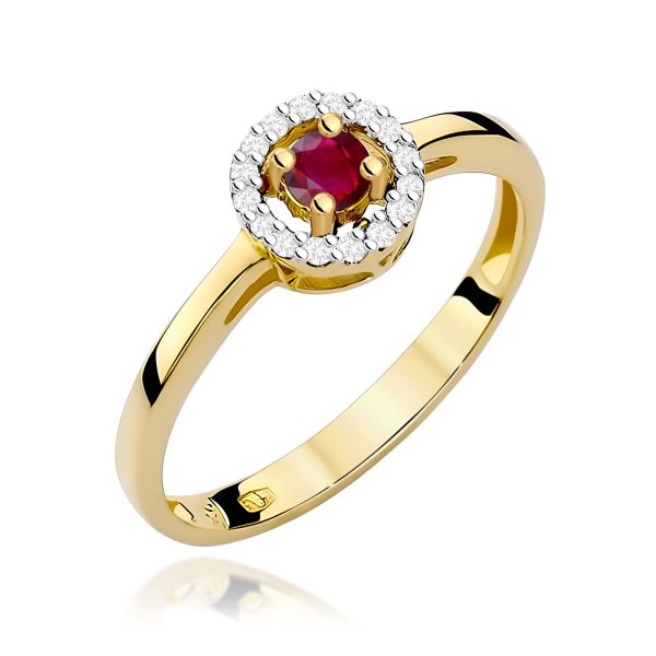 Pierścionek z rubinem 0,15 ct W0238 – żółte złoto próby 585