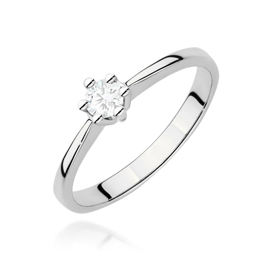 Pierścionek z kamieniem diament laboratoryjny 0,15 ct W0256 – białe złoto próby 585