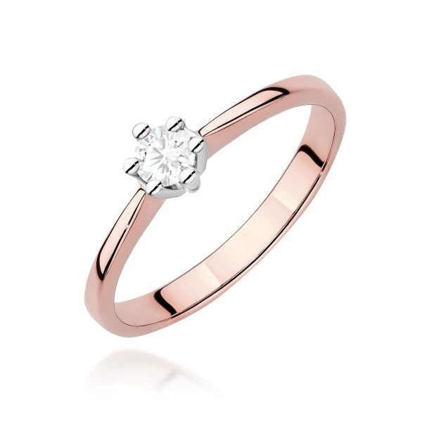 Pierścionek z kamieniem diament laboratoryjny 0,15 ct W0256 – różowe złoto próby 585