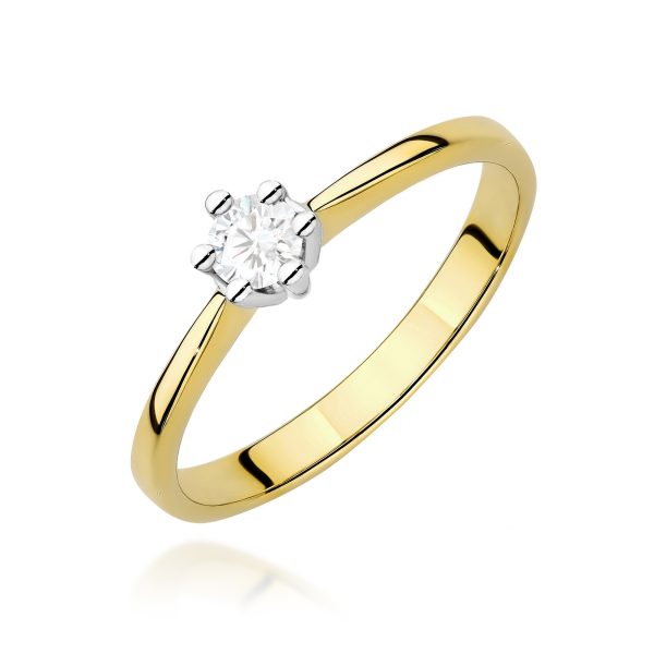 Pierścionek z kamieniem diament laboratoryjny 0,15 ct W0256 – żółte złoto próby 585