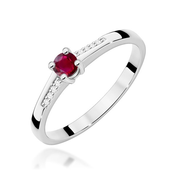 Pierścionek z rubinem 0,15 ct W0258 – białe złoto próby 585