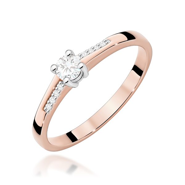 Pierścionek z diamentem 0,19 ct W0258 – różowe złoto próby 585