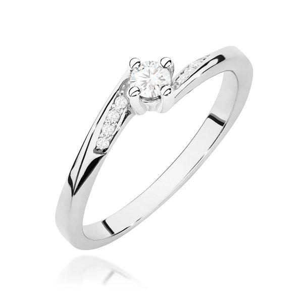 Pierścionek z diamentem 0,19 ct W0262 – białe złoto próby 585
