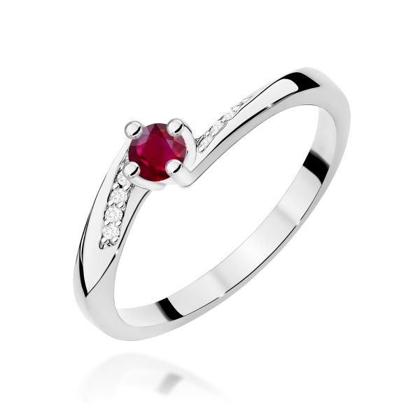 Pierścionek z rubinem 0,15 ct W0262 – białe złoto próby 585