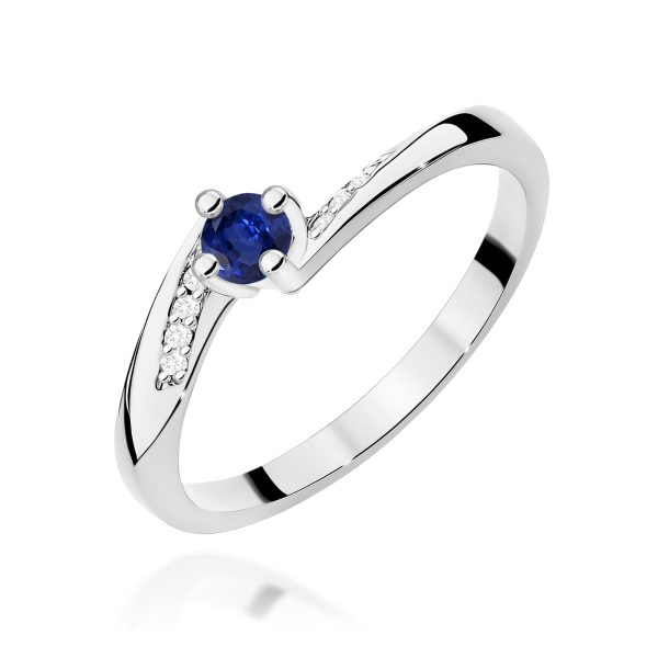 Pierścionek z szafirem 0,15 ct W0262 – białe złoto próby 585