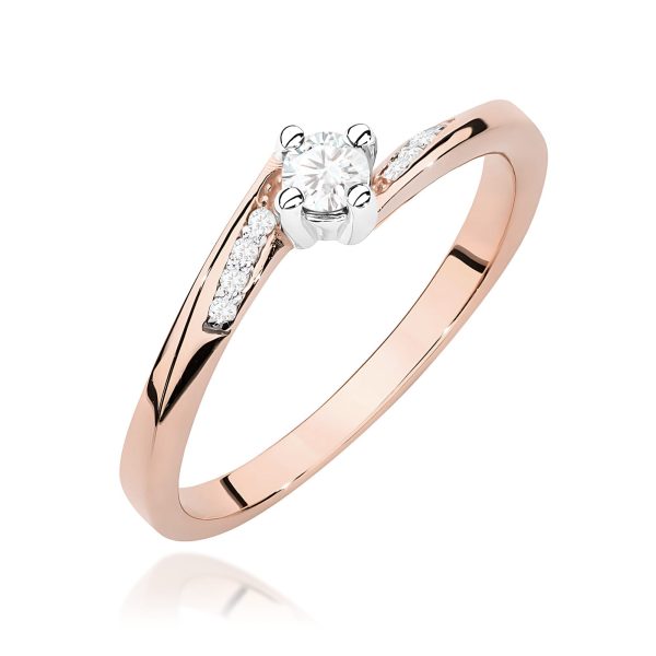 Pierścionek z diamentem 0,19 ct W0262 – różowe złoto próby 585