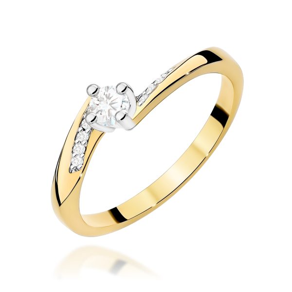 Pierścionek z diamentem 0,14 ct W0262 – żółte złoto próby 585