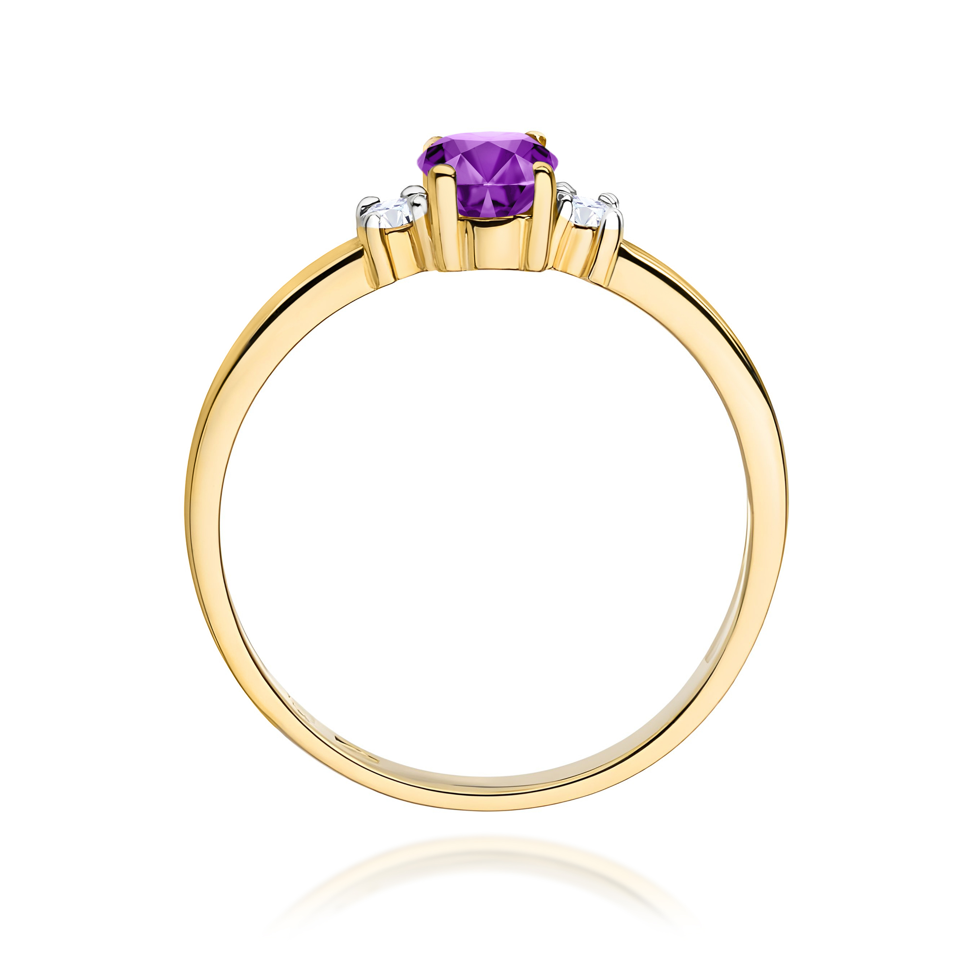 Pierścionek z owalnym ametystem 0,40 ct i diamentami · W0264 - obrazek 3