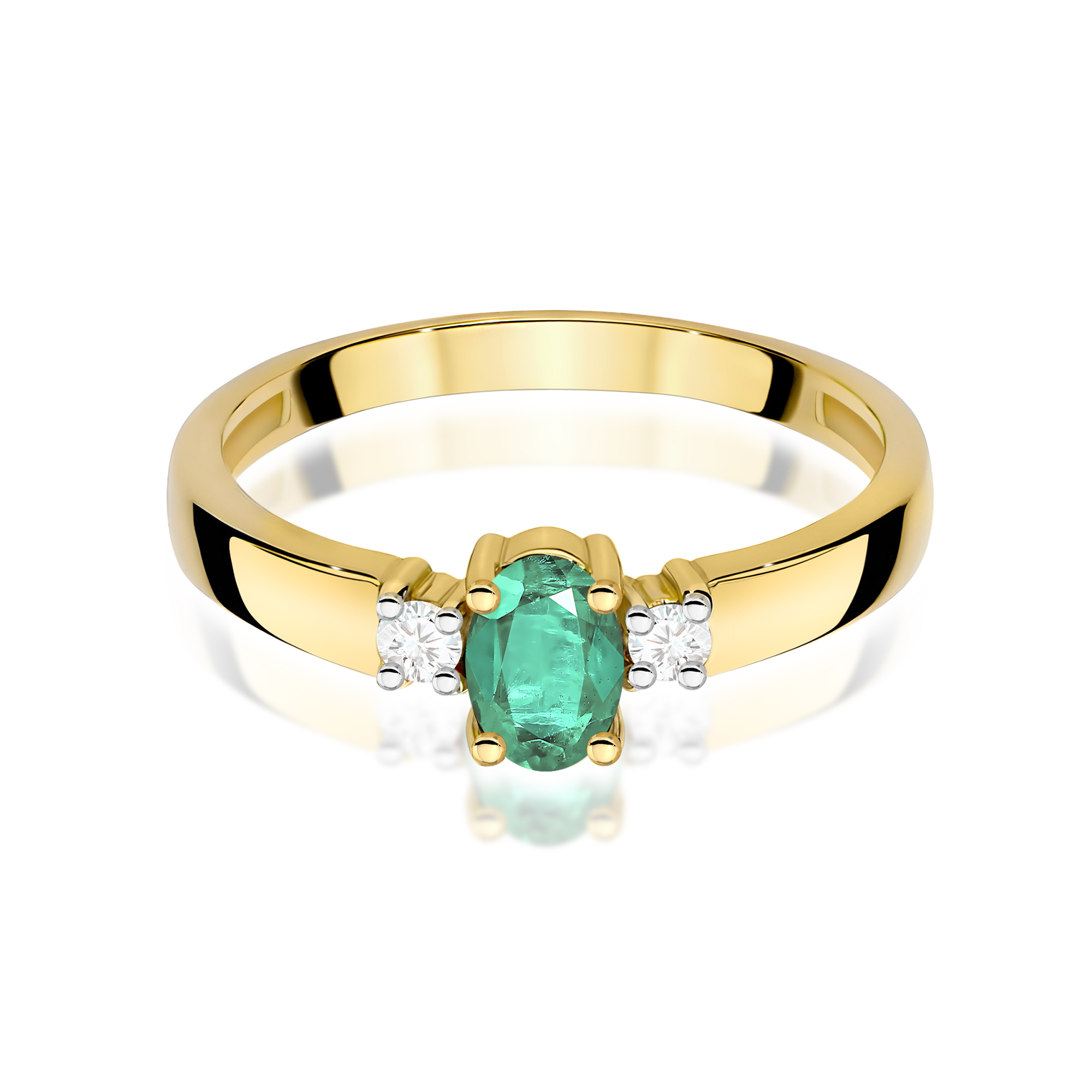 Ring in yellow gold with emerald and diamonds – product image 3