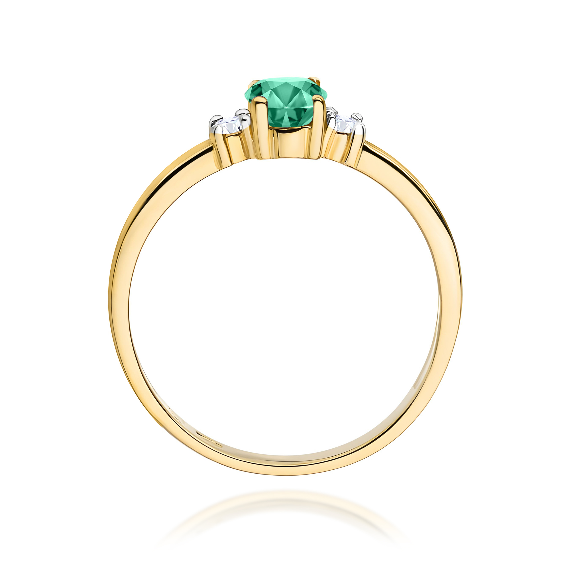 Ring in yellow gold with emerald and diamonds – product image 4