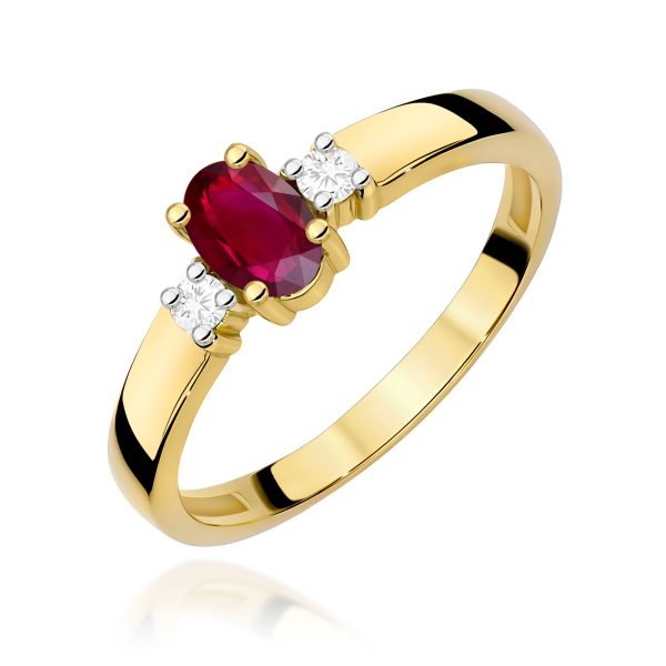 Pierścionek z rubinem 0,60 ct W0264 – żółte złoto próby 585