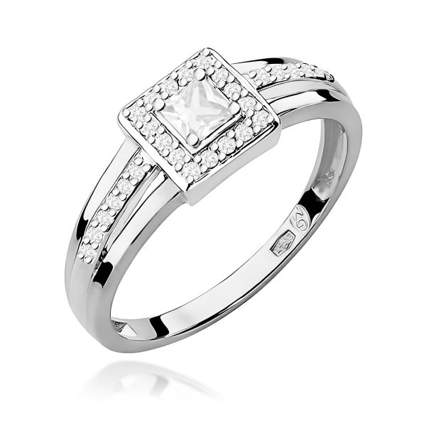Pierścionek z diamentem 0,29 ct W0271 – białe złoto próby 585