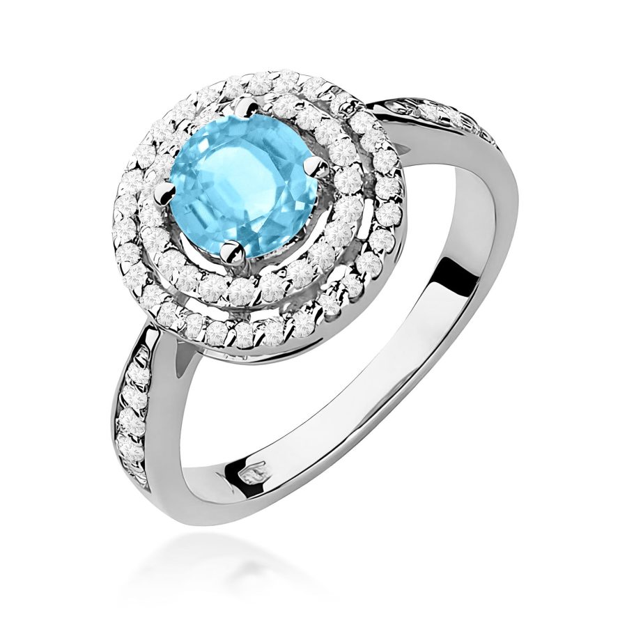Pierścionek z topazem 0,80 ct i diamentami · W274