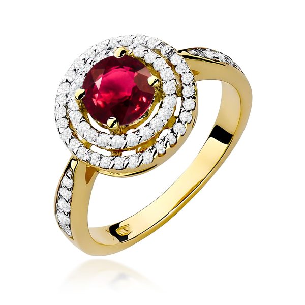 Pierścionek z rubinem 1,20 ct W0274 – żółte złoto próby 585