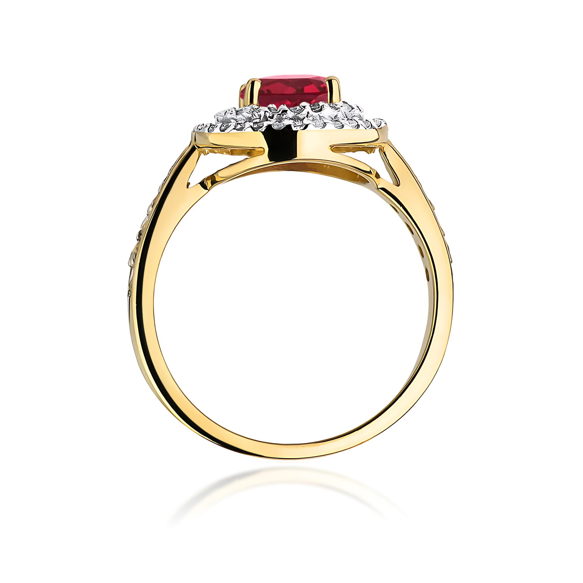 Gold ring with round ruby 1,20 ct and diamonds – product image 4