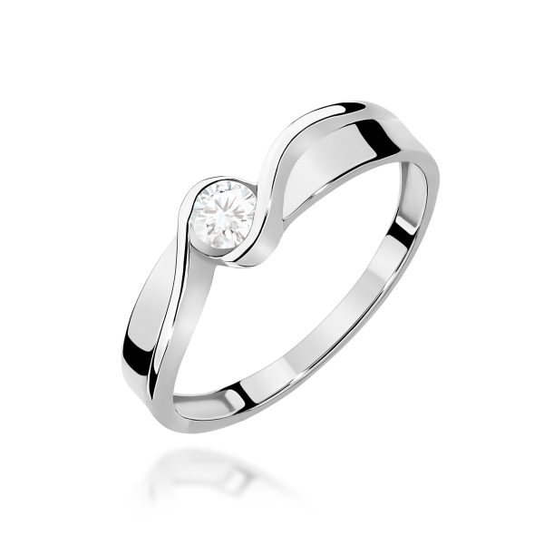 Pierścionek z kamieniem diament laboratoryjny 0,15 ct W0278 – białe złoto próby 585