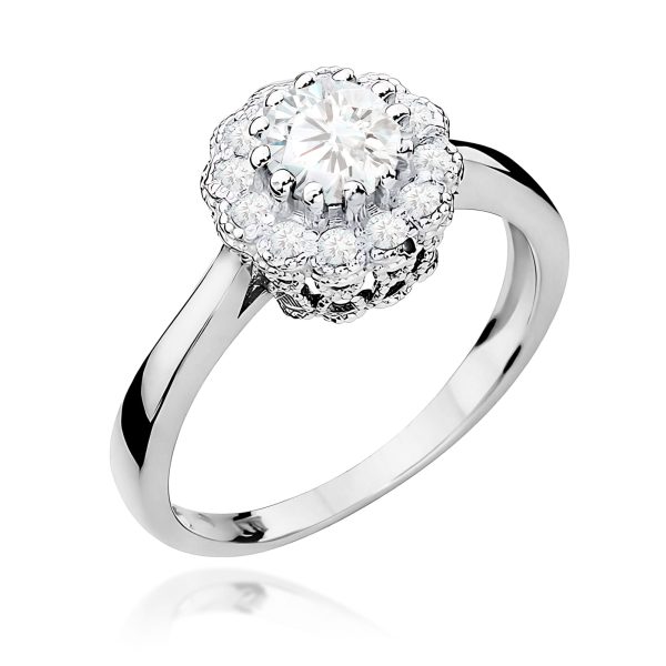 Pierścionek z kamieniem diament laboratoryjny 0,50 ct W0284 – białe złoto próby 585