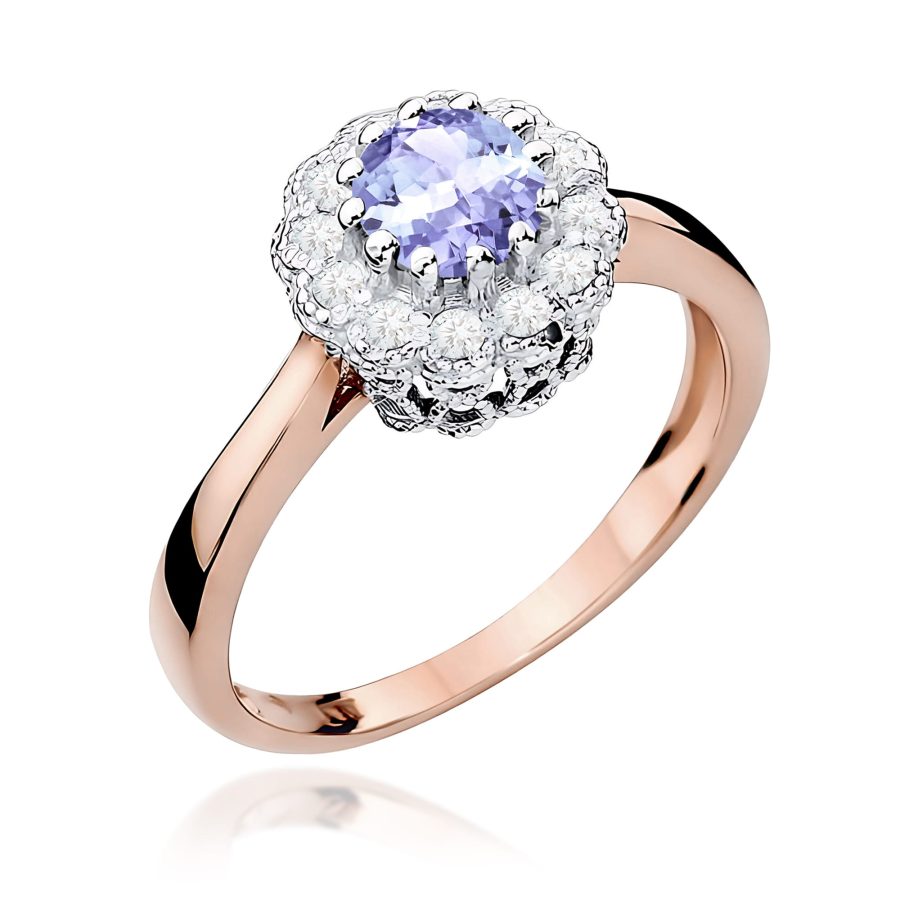Pierścionek z tanzanitem 0,50 ct i diamentami · W284
