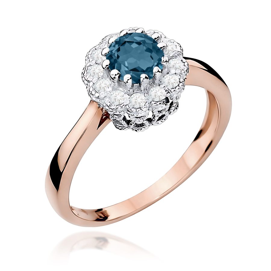 Pierścionek z topazem london blue i diamentami · W284