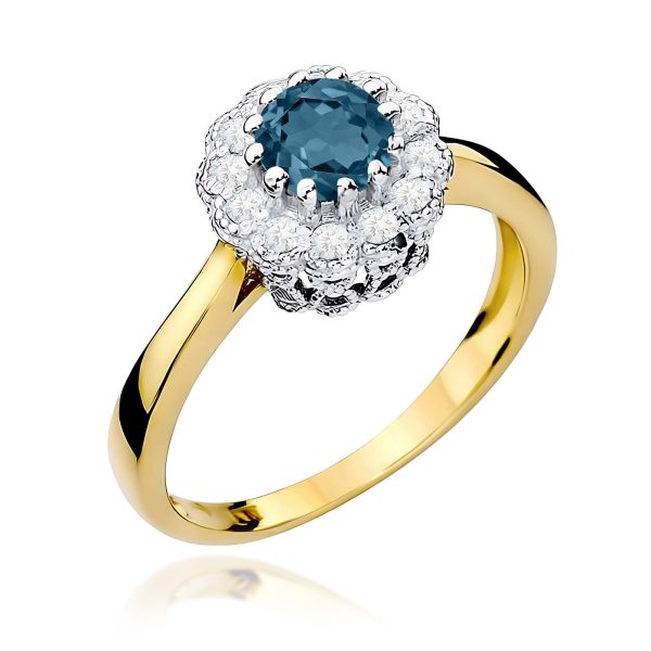 Pierścionek z kamieniem topaz london blue 0,50 ct W0284 – żółte złoto próby 585