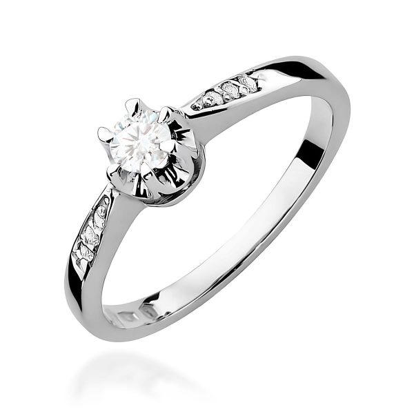 Pierścionek z diamentem 0,25 ct W0291 – białe złoto próby 585