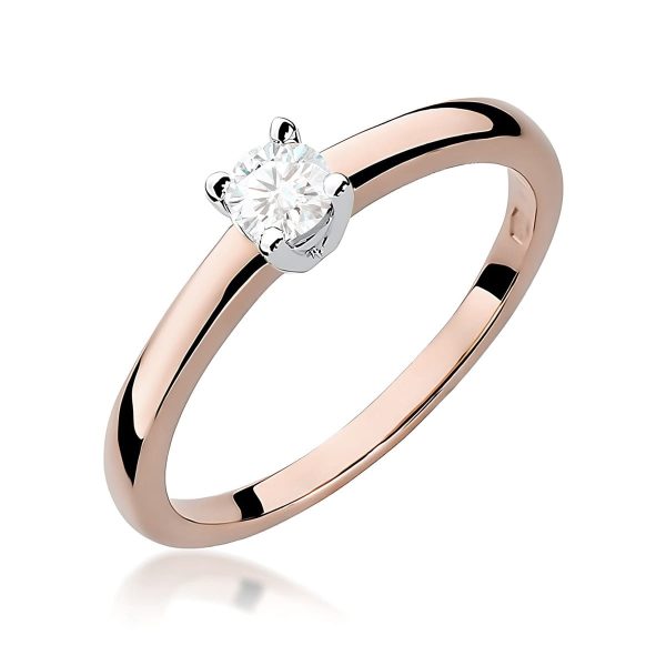 Pierścionek z kamieniem diament laboratoryjny 0,25 ct W0294 – różowe złoto próby 585