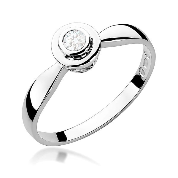 Pierścionek z diamentem 0,10 ct W0294 – białe złoto próby 585