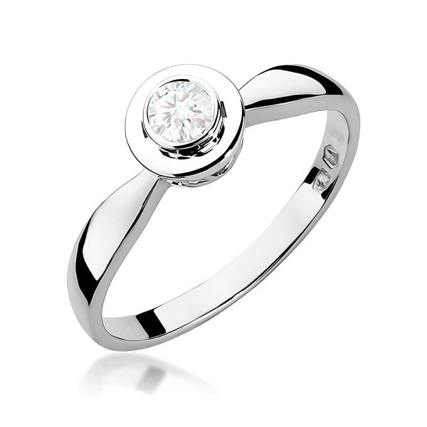 Pierścionek z diamentem 0,15 ct W0294 – białe złoto próby 585