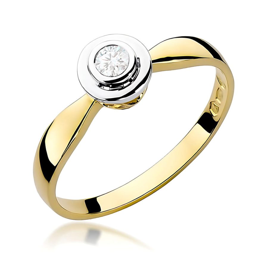 Pierścionek z diamentem 0,10 ct W0294 – żółte złoto próby 585 · W294