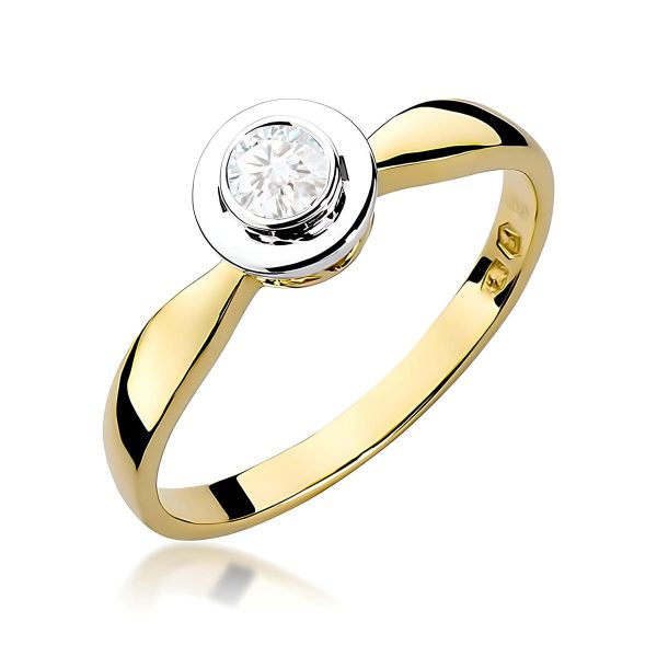 Pierścionek z diamentem 0,15 ct W0294 – żółte złoto próby 585
